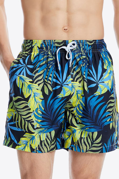 Botanical Print Tied Shorts with Pockets