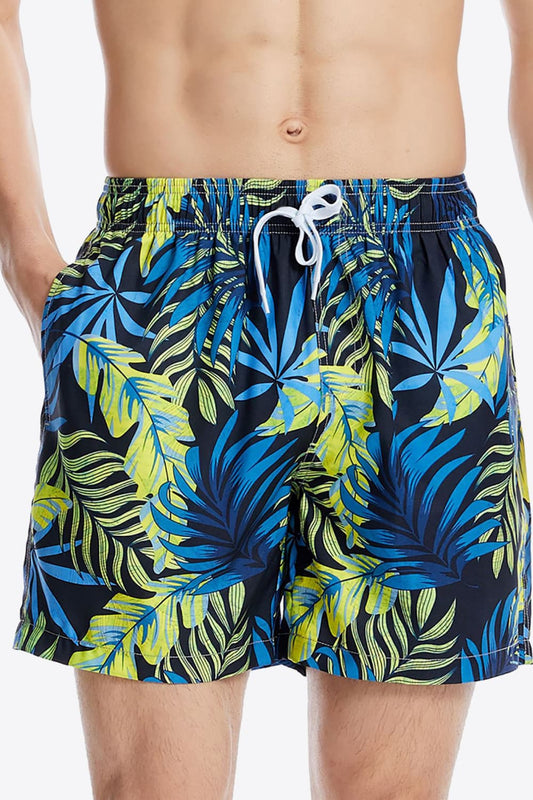 Botanical Print Tied Shorts with Pockets