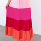 Color Block Tiered Maxi Skirt