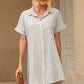 Full Size Striped Short Sleeve Shirt Dress