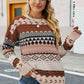 Geometric Dropped Shoulder Round Neck Sweater