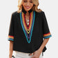 Embroidered Deep V Neck Chiffon Top
