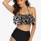 Two-Tone Ruffled Halter Neck Two-Piece Swimsuit