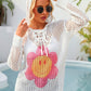 Flower Graphic Lace-Up Openwork Hooded Cover Up