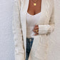 Cable-Knit Open Front Cardigan with Pockets