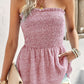Leopard Frill Trim Strapless Blouse