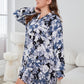 Plus Size Floral Lapel Collar Long Sleeve Night Dress