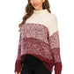 Color Block Turtleneck Knit Pullover