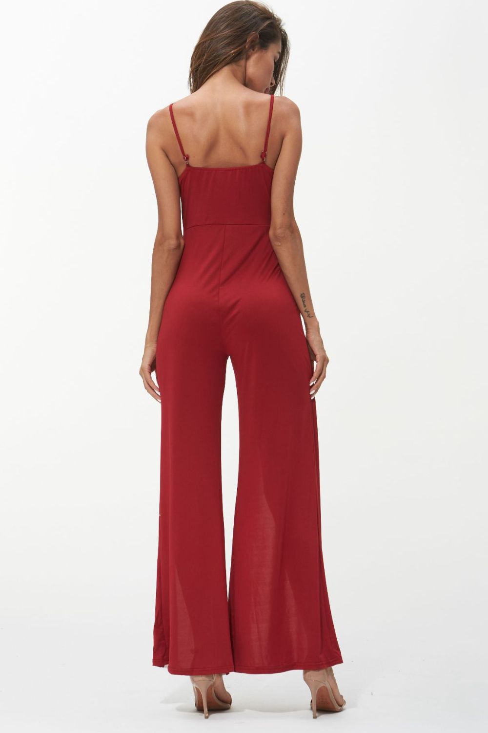 Contrast Trim Split Spaghetti Strap Jumpsuit