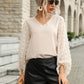 Swiss Dot Sleeve V-Neck Top