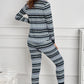 Printed Curved Hem Top and Pants Pajamas Set