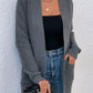 Ribbed Trim Longline Cardigan with Pockets