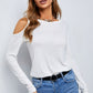 Cold-Shoulder Round Neck Long Sleeve Top