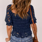 Lace Smocked Flounce Sleeve Blouse