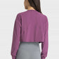 Dropped Shoulder Round Neck Cropped Sports Top