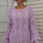 Cable-Knit Openwork Round Neck Sweater