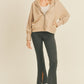 Kimberly C Full Size Zip-Up Drop Shoulder Hooded Jacket in Taupe