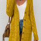 Cable-Knit Button Down Longline Cardigan with Pockets