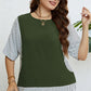 Plus Size Striped Round Neck Half Sleeve Top
