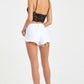 Distressed Frayed Hem Button Fly Denim Shorts