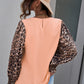 Leopard Puff Sleeve Spliced Top