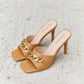 Forever Link Single Strap Chain Detail Mule Heels in Tan