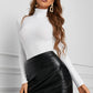 Faux Leather Mini Skirt with Slit
