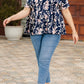 Floral V-Neck Tied Babydoll Blouse