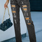 Distressed Straight Leg Jeans