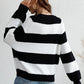 Striped Raglan Sleeve Ribbed Trim Knit Top