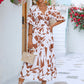 Printed Surplice Balloon Sleeve Dress