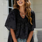 Applique Frill Trim Flutter Sleeve Blouse