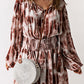 Tie-Dye Smocked Waist Balloon Sleeve Dress