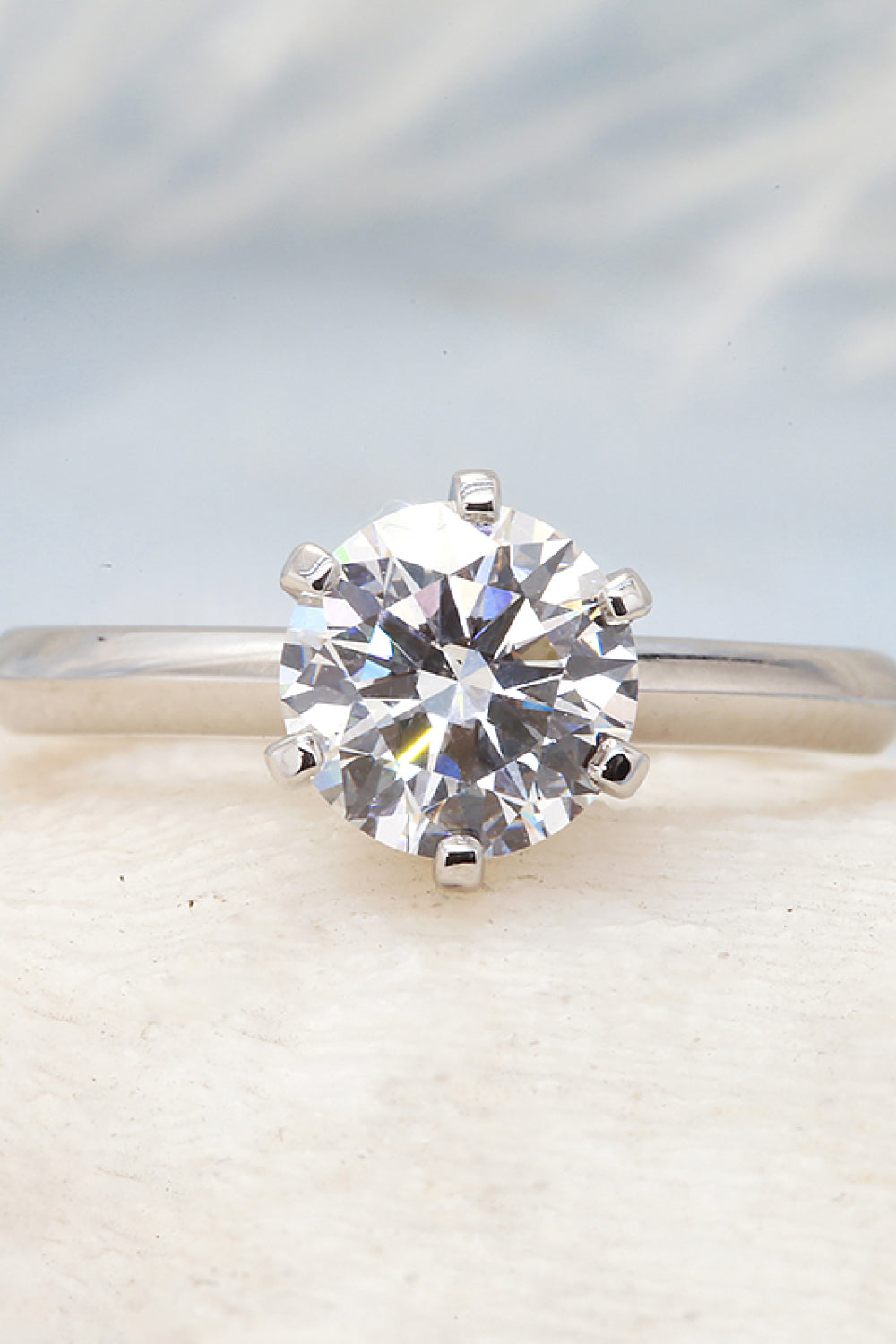 18K White Gold 1 Carat Lab-Grown Diamond 6-Prong Solitaire Ring