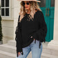 Tassel Detail Rib-Knit Round Neck Sweater