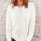 Dropped Shoulder Round Neck Ribbed Trim Sweater