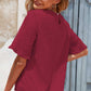 Swiss Dot Flounce Sleeve Round Neck Blouse