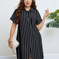 Plus Size Striped Short Sleeve Shirt Dress