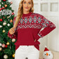 Geometric Crewneck Dropped Shoulder Sweater