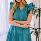 Ruffle Shoulder Tie-Neck Tiered Dress