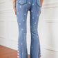 Full Size US Flag Frayed Hem Flare Jeans