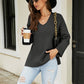 Drop Shoulder V-Neck Knit Pullover
