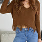 Fringe Hem Rib-Knit Sweater