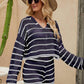 Striped Openwork Knit Hoodie and Shorts Set