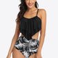 Botanical Print Ruffled Two-Piece Swimsuit