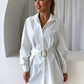 Dropped Shoulder Belted Shirt Dress