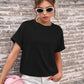 Round Neck Cuffed Sleeve T-Shirt