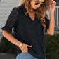 Lace V-Neck Flounce Sleeve Top