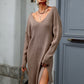 Rib-Knit V-Neck Sweater Dress