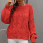 Cable-Knit Openwork Round Neck Sweater